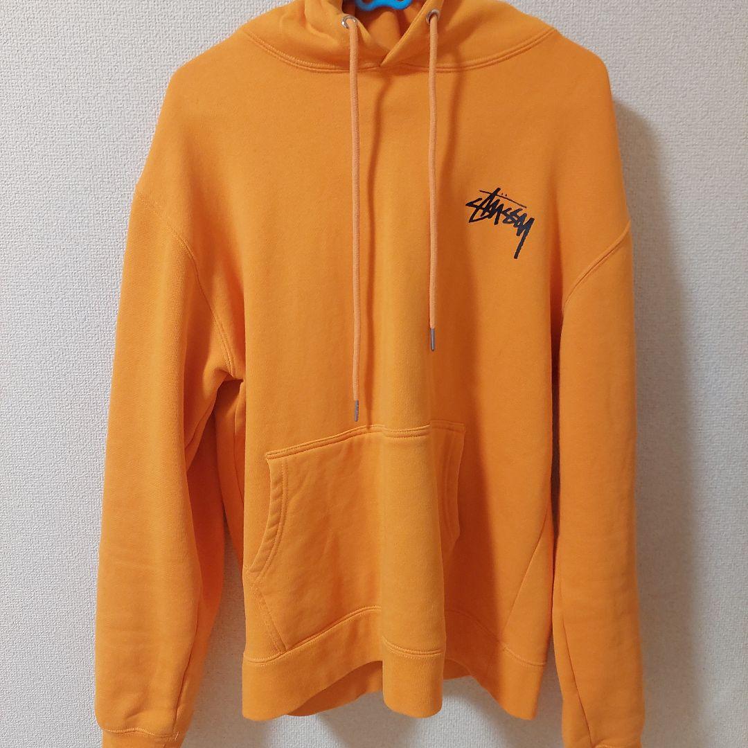 Stussy オレンジ フード付きパーカー L
