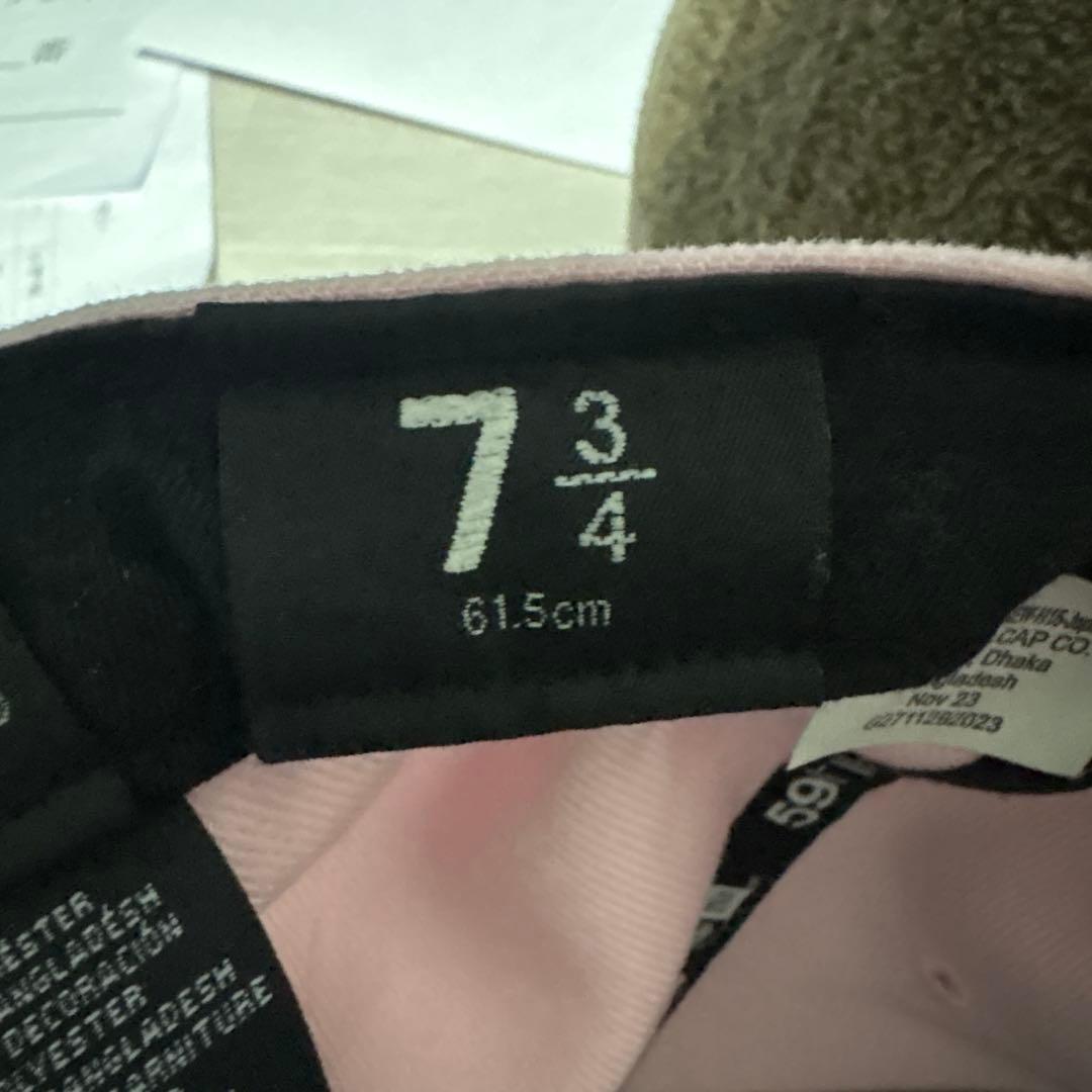 Supreme 59FIFTY Sロゴ　ピンクキャップ