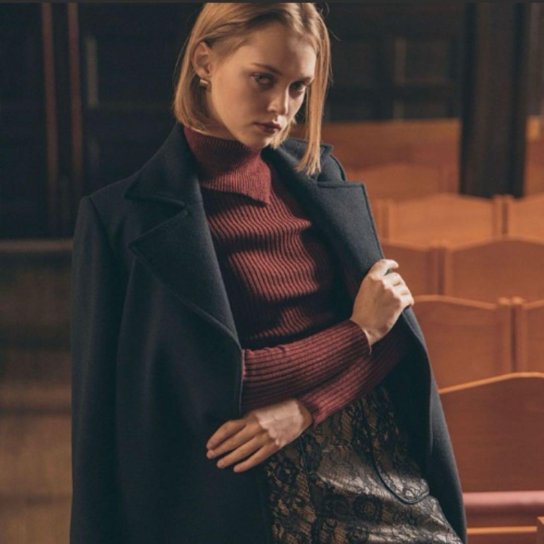 未使用:AMBIENTメルトンウールラップコート ブラック