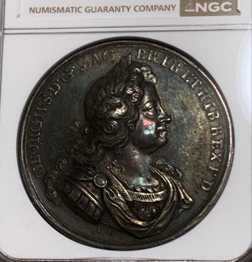 ジョージ1世　シルバーメダル　1718年 パッサロ海戦　素晴らしいダークトーン‼️