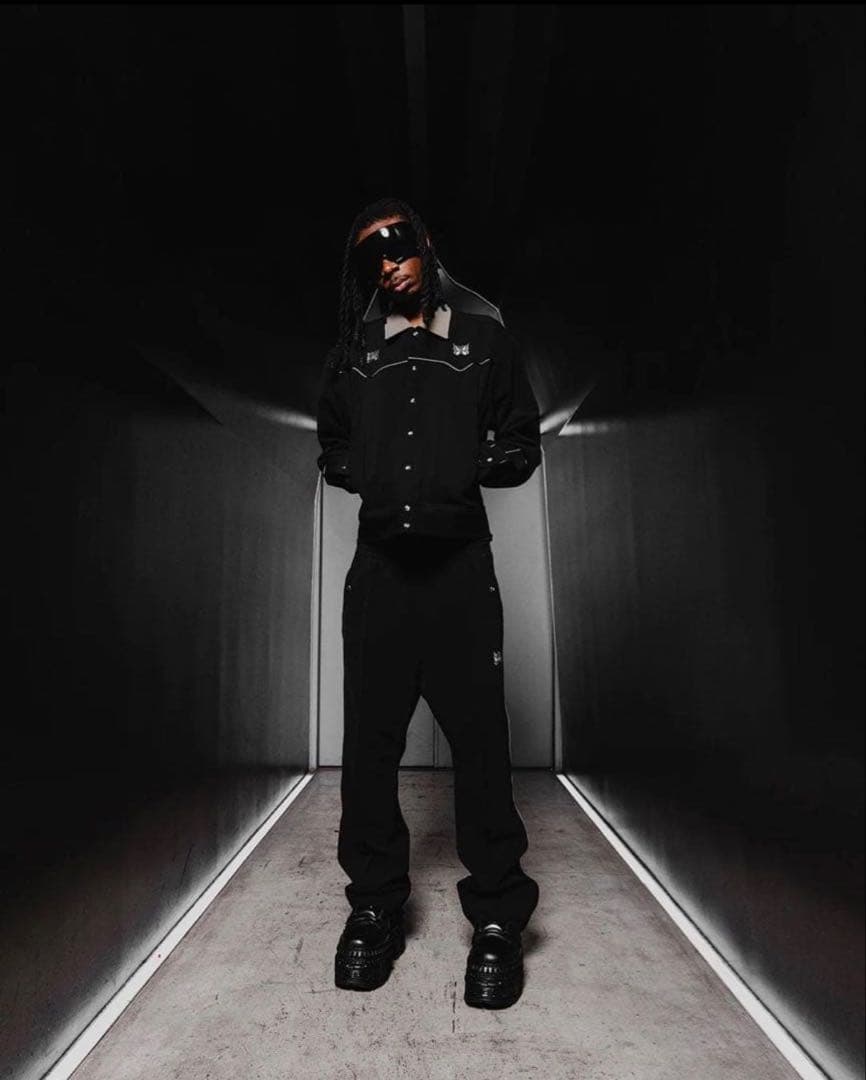 Needles ニードルズ カウボーイジャケット ブラック バイカラー 蝶刺繍