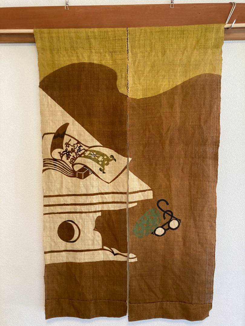 暖簾　型染め　自然布　麻　苧麻　手績み　民藝　芹沢銈介