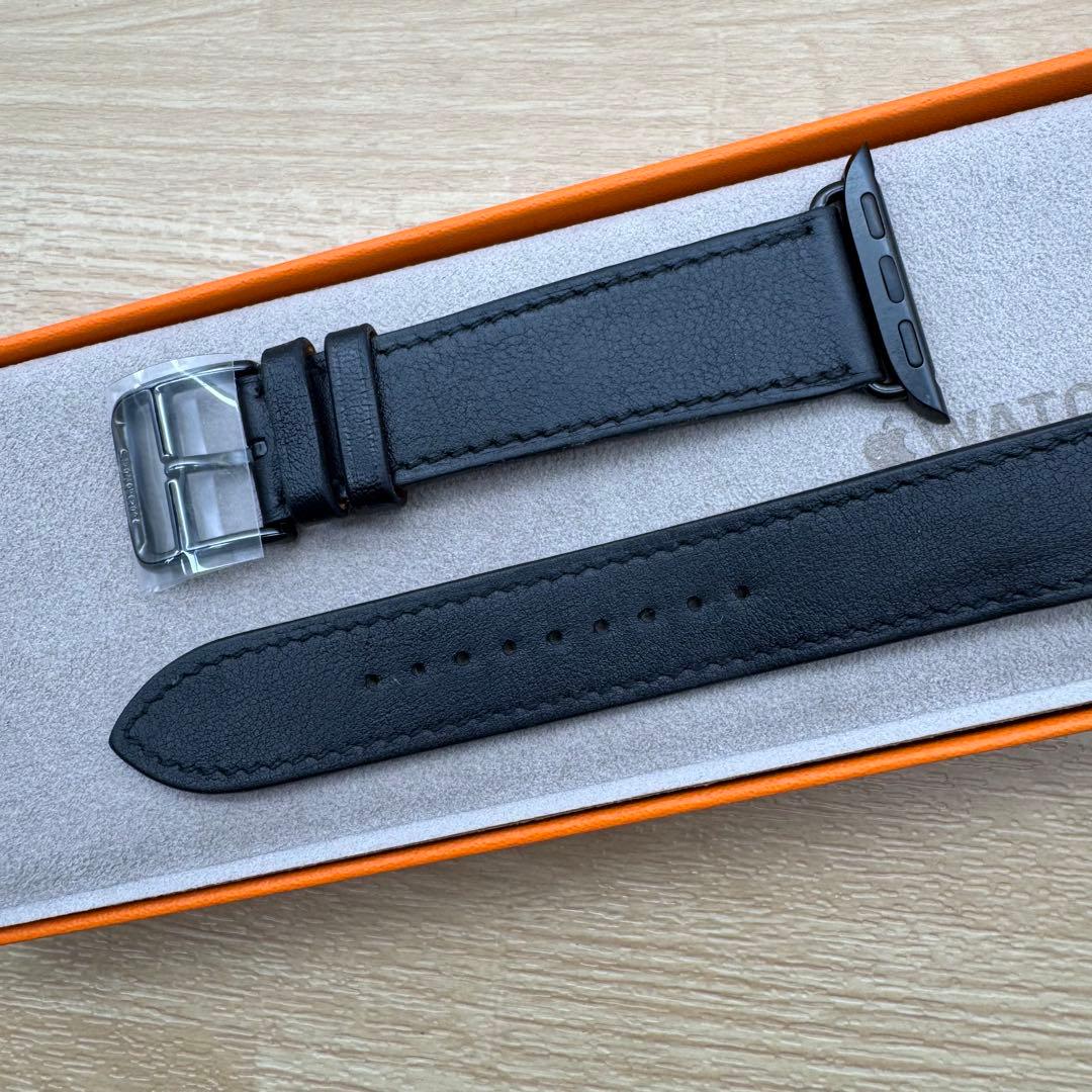 2198 Apple Watch エルメス　ブラック　ドゥブルトゥール　二重