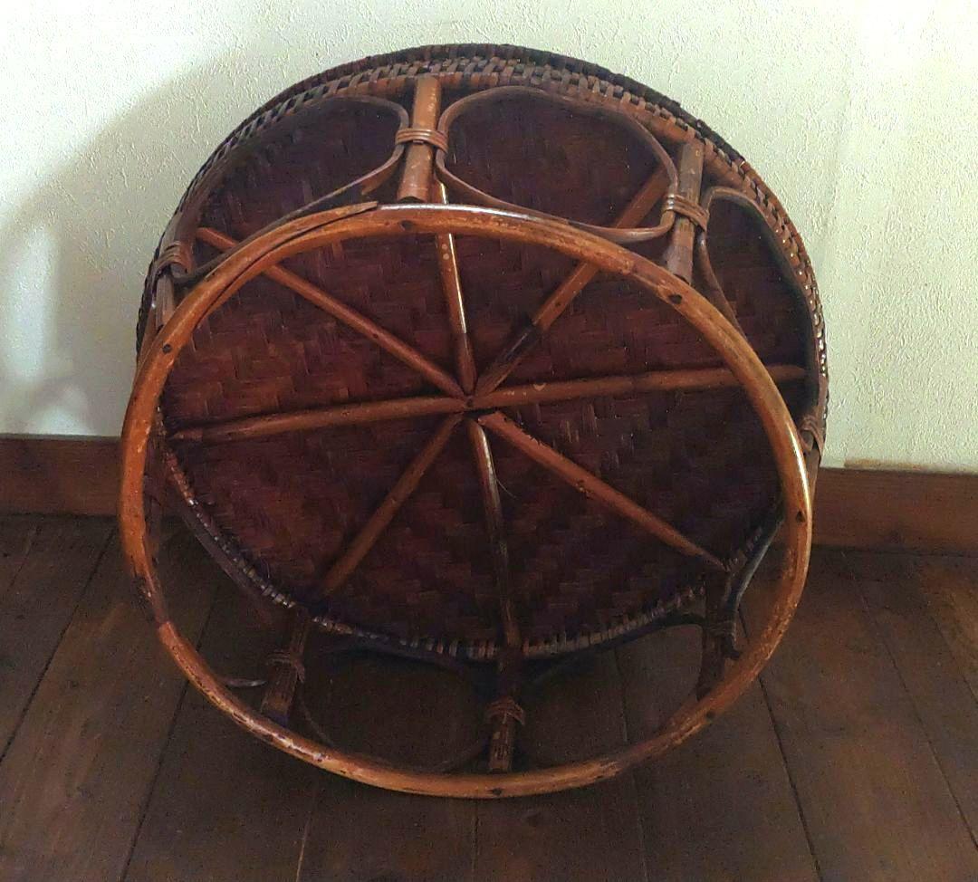 カントークテーブル　籐ラタンローテーブル　直径約46㎝×高さ約20㎝　重さ約1㎏