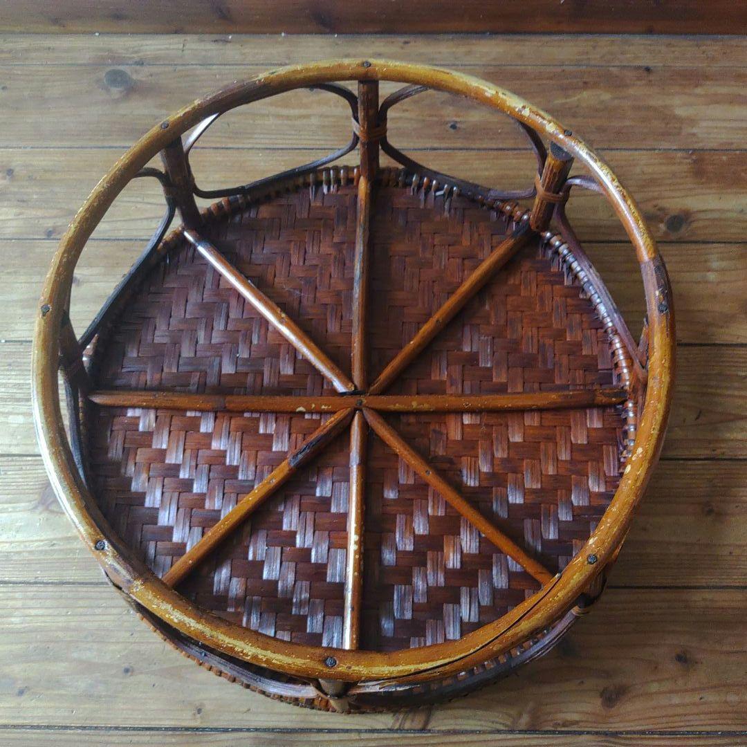 カントークテーブル　籐ラタンローテーブル　直径約46㎝×高さ約20㎝　重さ約1㎏