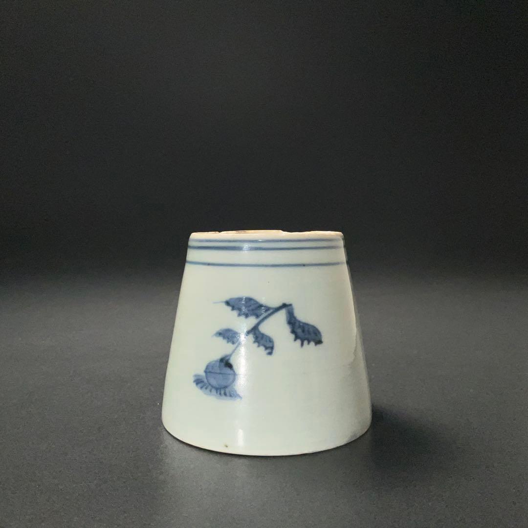 伊万里染付あざみ図蕎麦猪口　古伊万里　骨董　R1297ダA