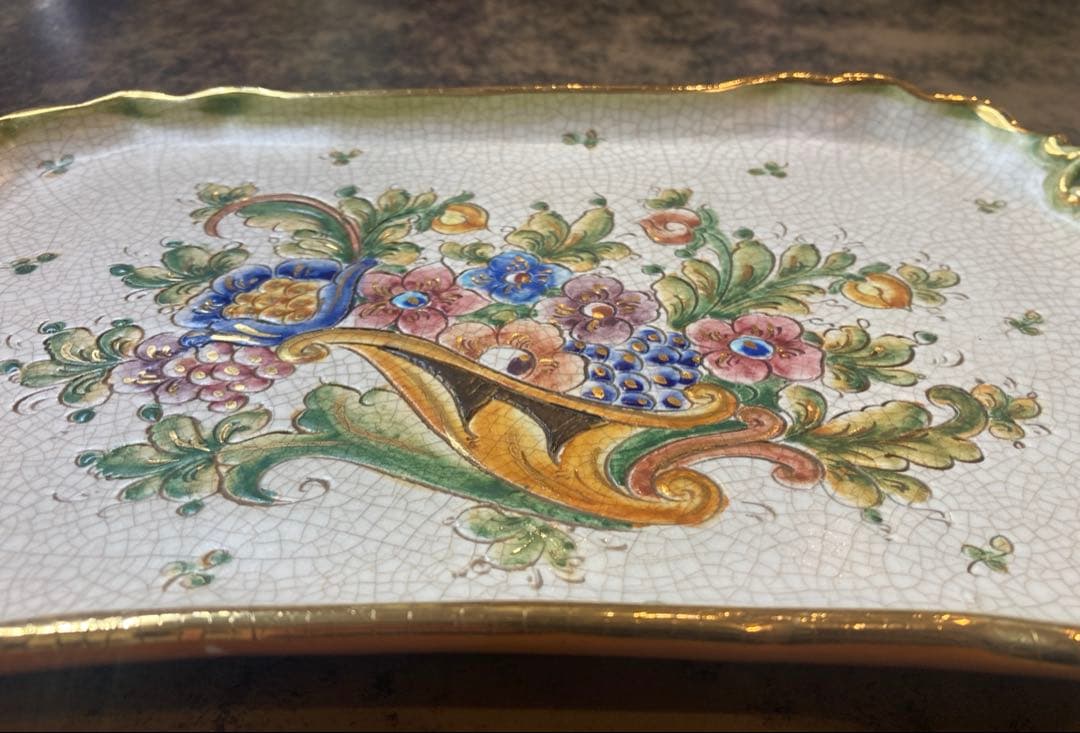 Gialletti Giulio Deruta Dec A Mano 陶器トレイ