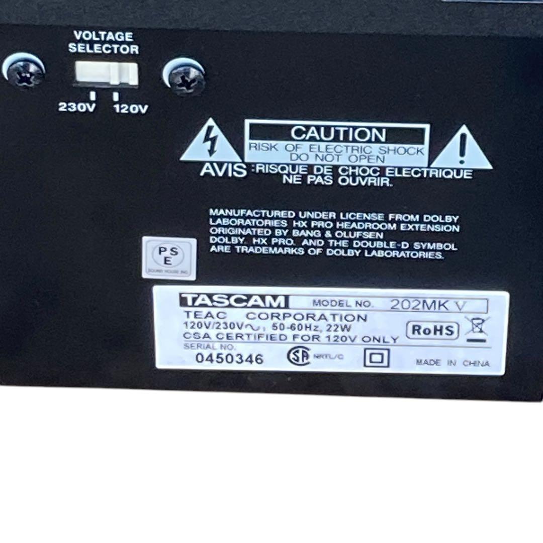 タスカム　TASCAM 202mkV　ダブルカセットデッキ