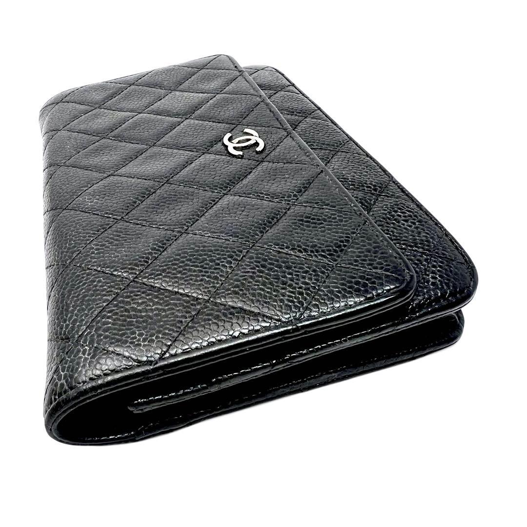 CHANEL シャネル キャビアスキン マトラッセ チェーンウォレット 長財布