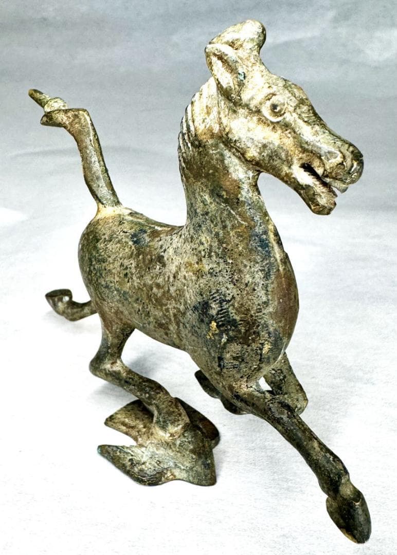 博物館級 東漢時代 古青銅馬踏飛燕 古賞物 古漢 置物 古美術 WWST075