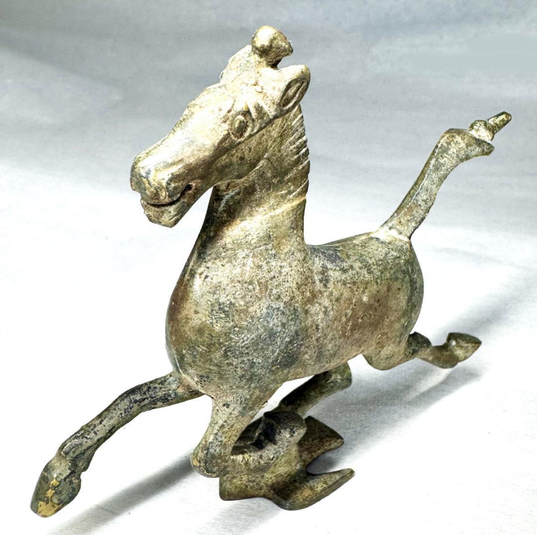 博物館級 東漢時代 古青銅馬踏飛燕 古賞物 古漢 置物 古美術 WWST075
