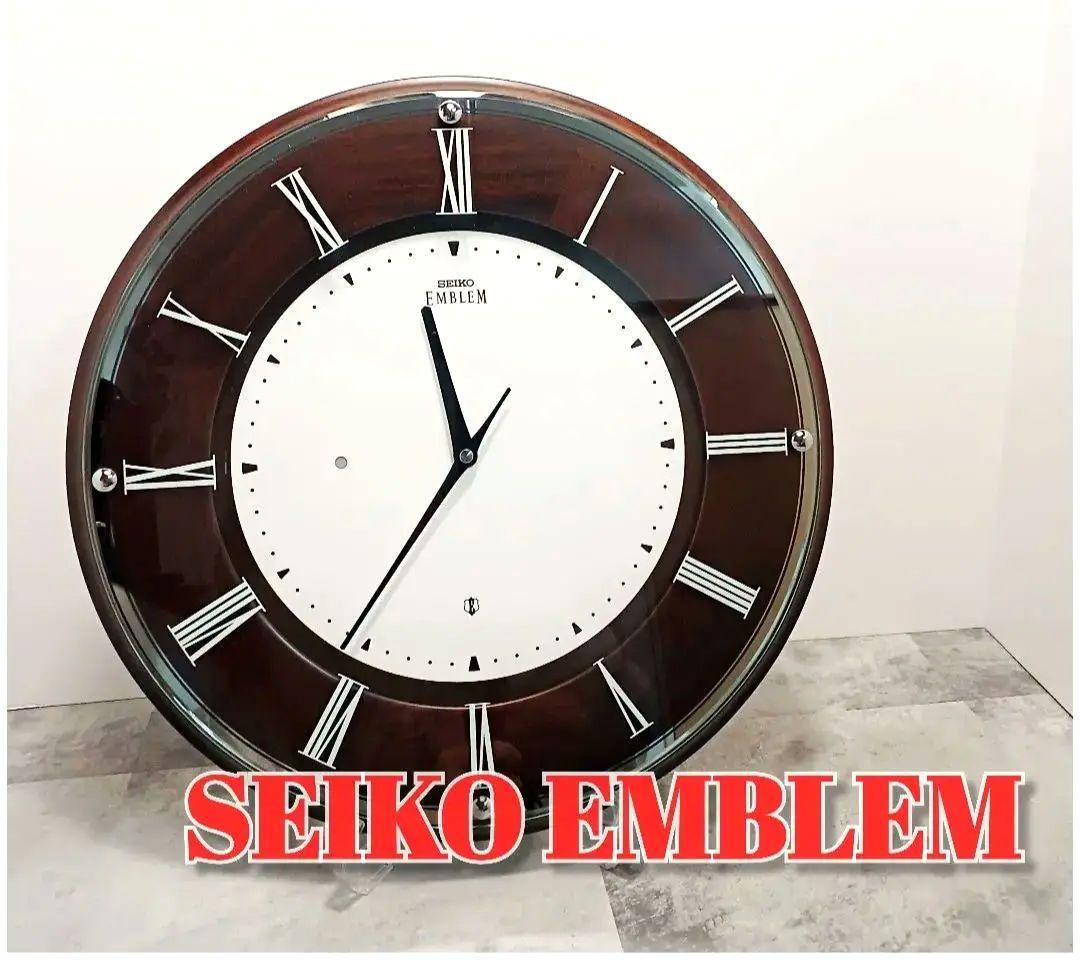 美品☆SEIKO EMBLEM セイコー 電波時計 掛時計 HS540B 無垢