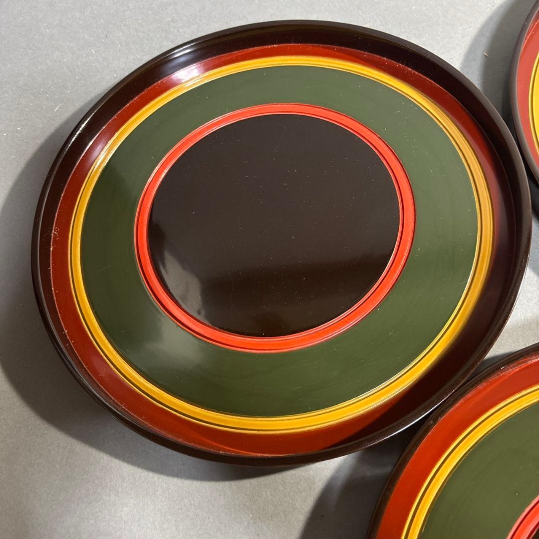 長野横笛　丸盆　５膳　共箱