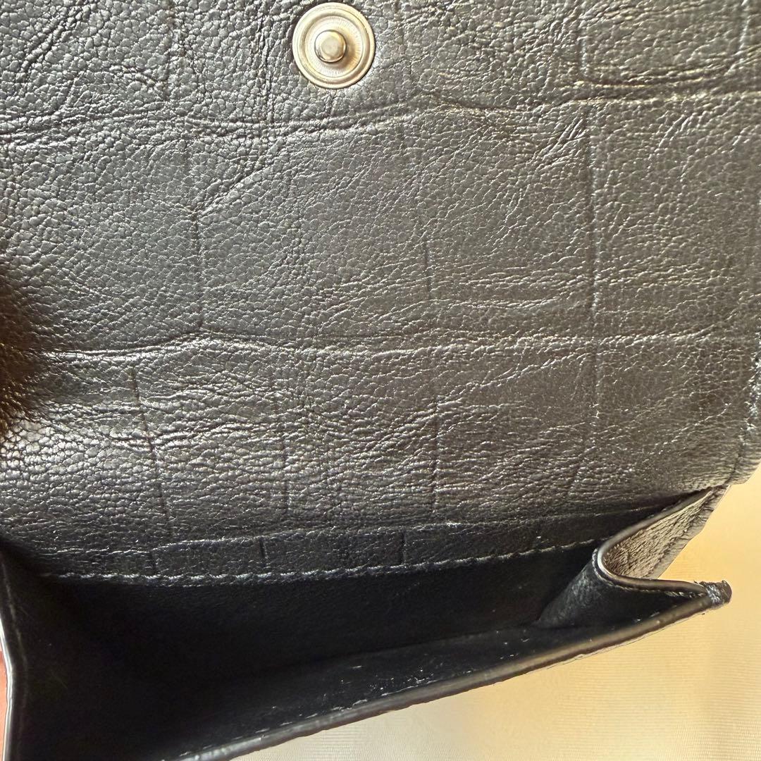 極美品✨サンローラン YSL カサンドラ クロコ型押し 三つ折り財布 黒