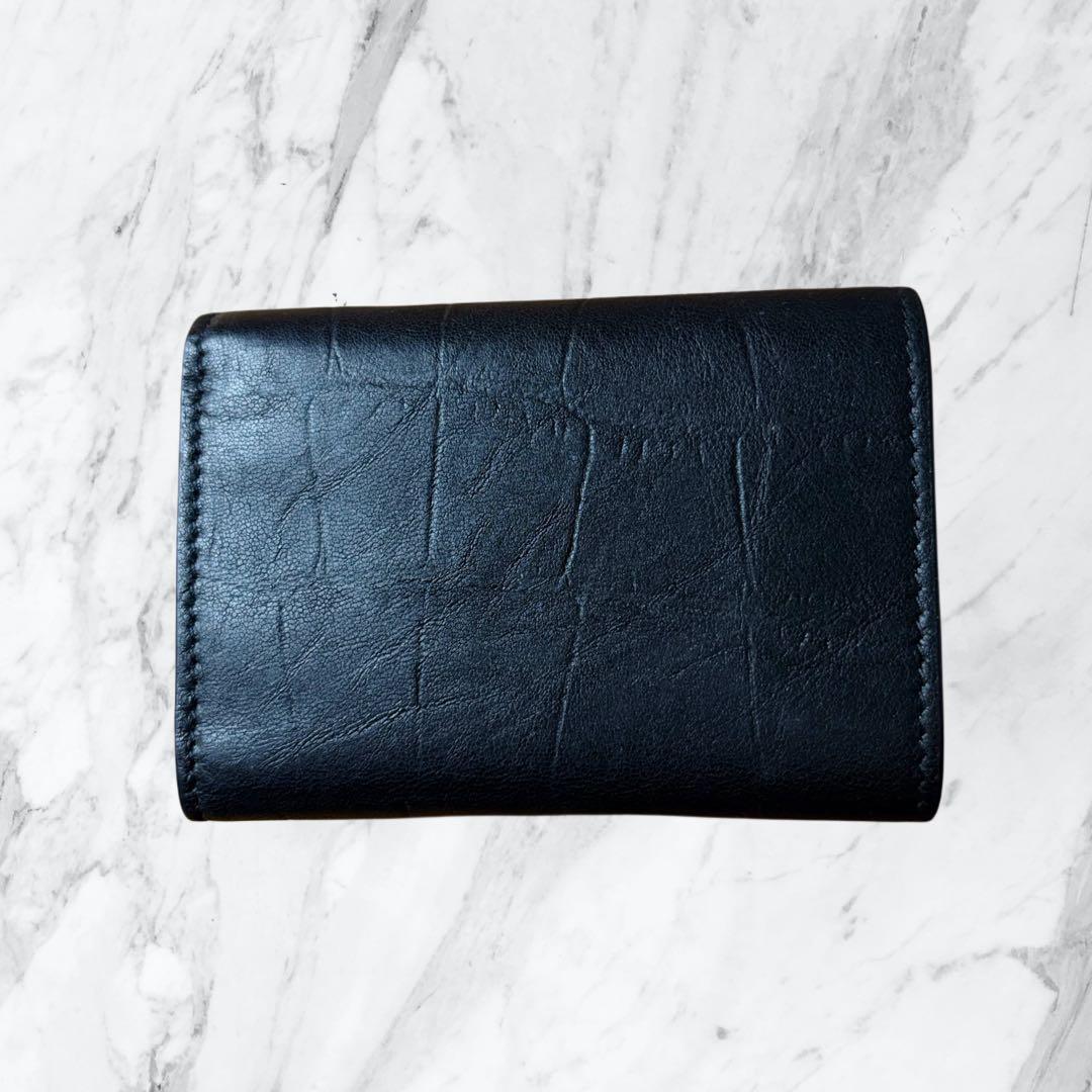 極美品✨サンローラン YSL カサンドラ クロコ型押し 三つ折り財布 黒
