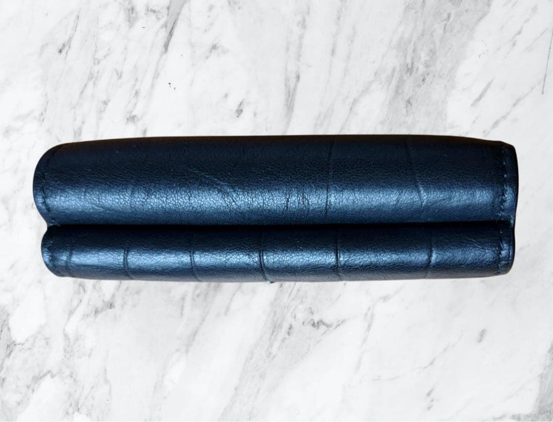 極美品✨サンローラン YSL カサンドラ クロコ型押し 三つ折り財布 黒