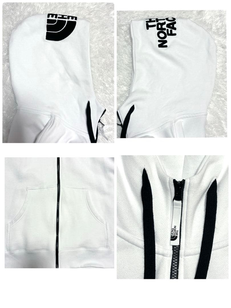 美品✨THE NORTH FACE ジップパーカー 白 XL 刺繍ロゴ