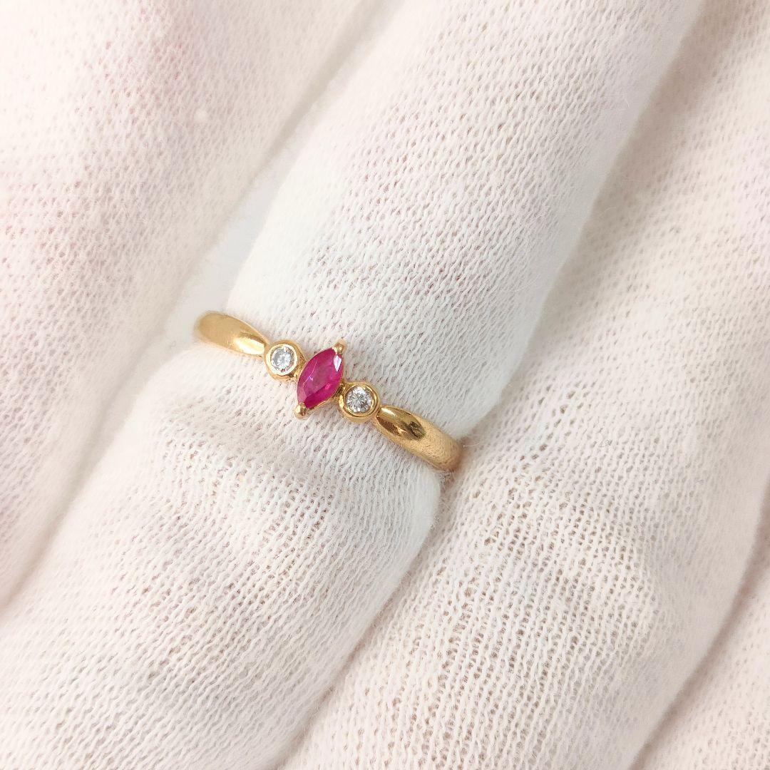 K18　天然石ルビー　天然ダイヤモンド　リング　指輪　ゴールド　ルビー　11