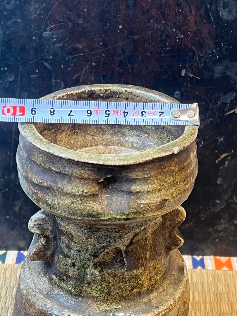 ［珍品］￼伊賀焼、江戸期、自然柚、耳付き花瓶　送料込み