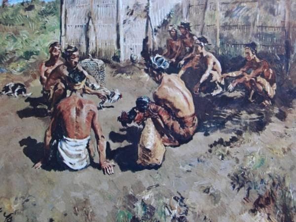 スカルノ大統領所蔵、バリの闘鶏、希少画集画、新品額装付