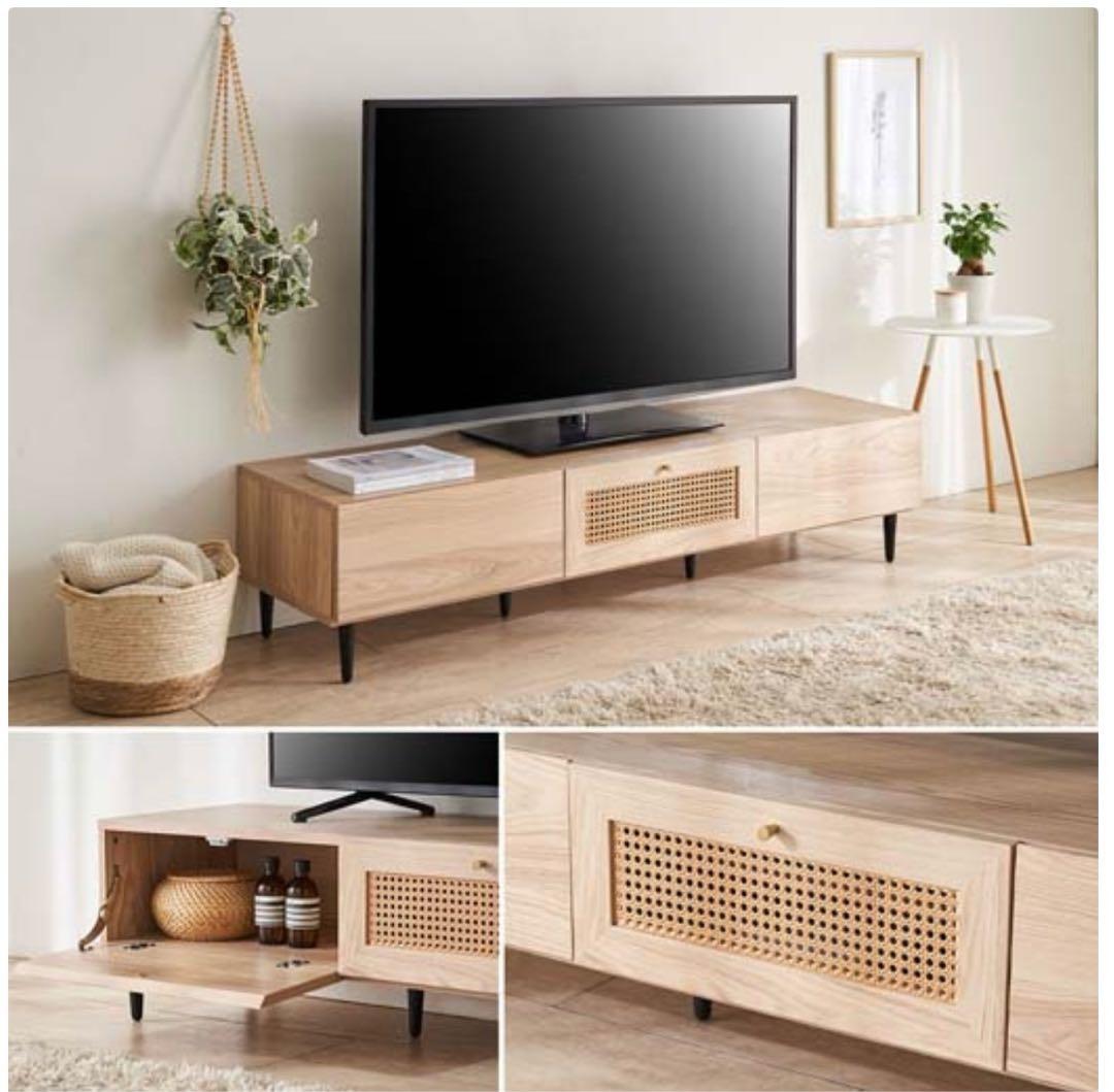 ナチュラル　オーク　木目　テレビ台　ラタン調　150cm