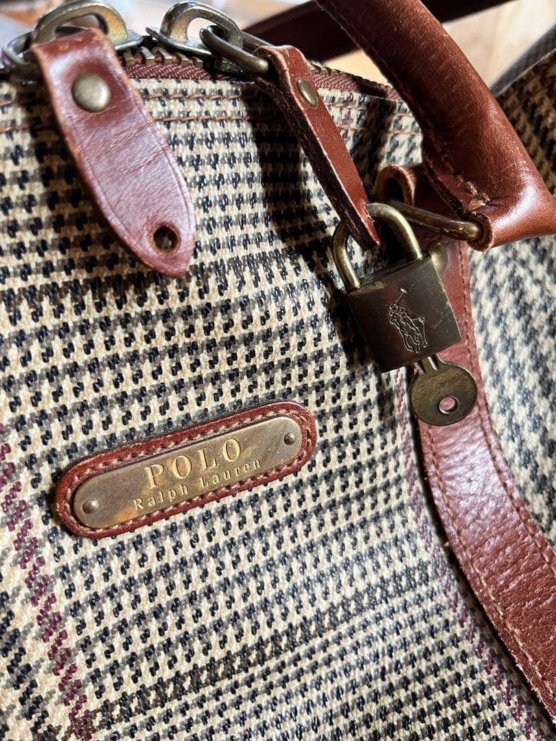 ラルフローレン　ボストンバッグ　2way　斜め掛け　鍵付き　千鳥格子