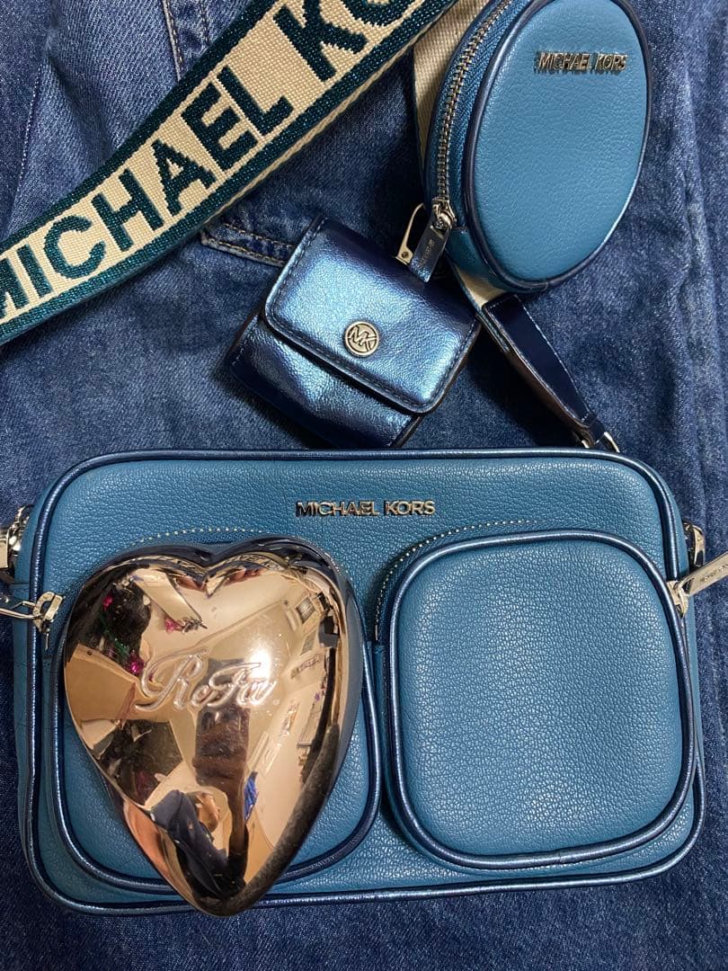 【美品】MICHAEL KORS ブルー ショルダーバッグ