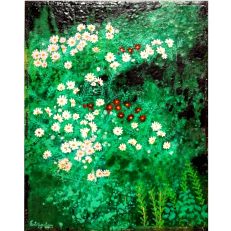 ☆高橋英生☆「コスモス」油絵　F3号　未使用額！