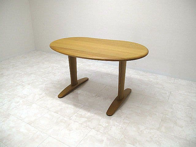 【展示品】 HIDA 飛騨産業 侭 ビーンズ型 オーク無垢材ダイニングテーブル