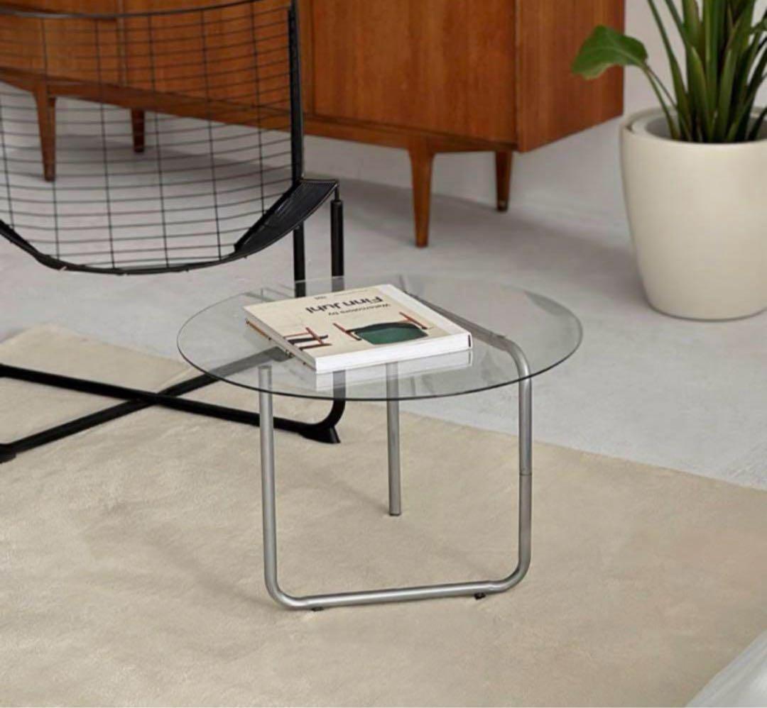 ART OF BLACK ガラス ラウンド 丸 テーブル 60cm