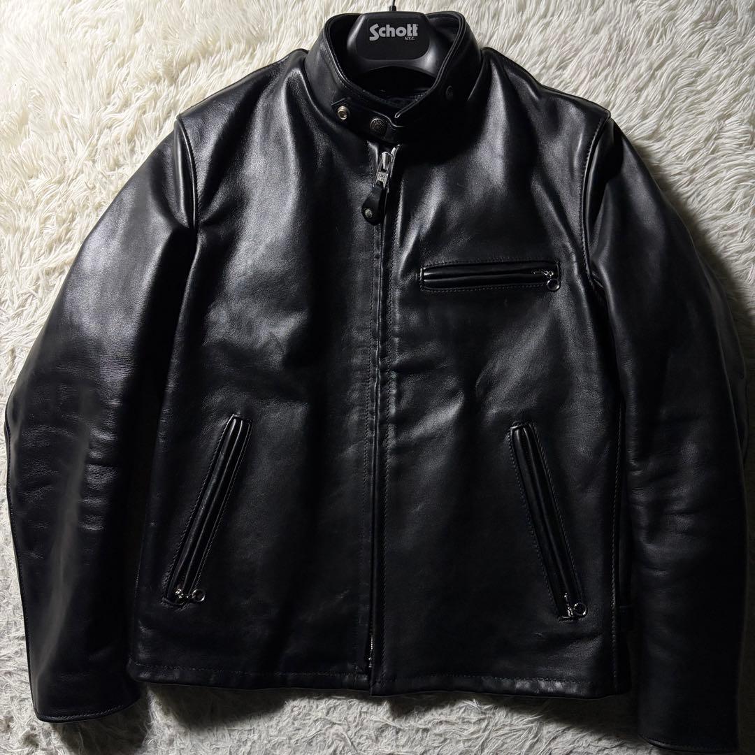 美品/現行■schott ライダースジャケット　シングル　ブラック　641 本革