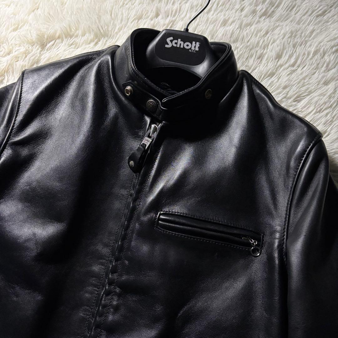 美品/現行■schott ライダースジャケット　シングル　ブラック　641 本革