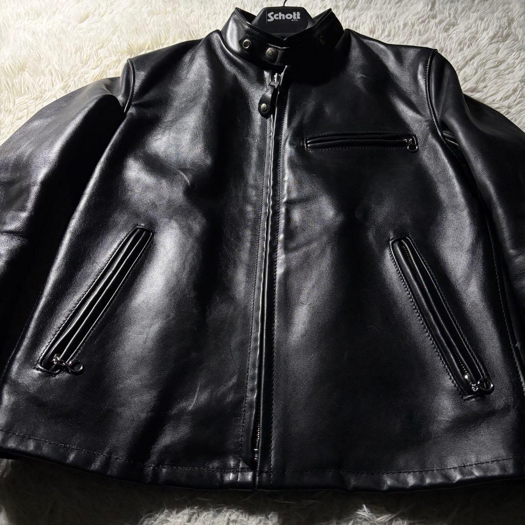 美品/現行■schott ライダースジャケット　シングル　ブラック　641 本革