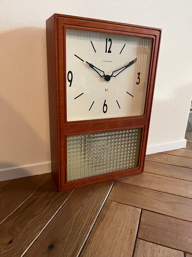 【動作良好】CHAMBRE シャンブル　壁掛け時計　 ウッドフレーム 振り子