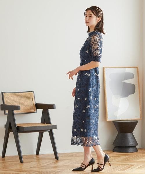 美品 niana ニアナ アンティーク刺繍レースワンピース M お呼ばれ 結婚式