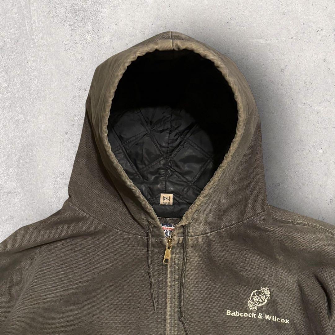 【ダック地ジャケット】アクティブジャケット　裏地キルティング　企業ロゴ 3XLi