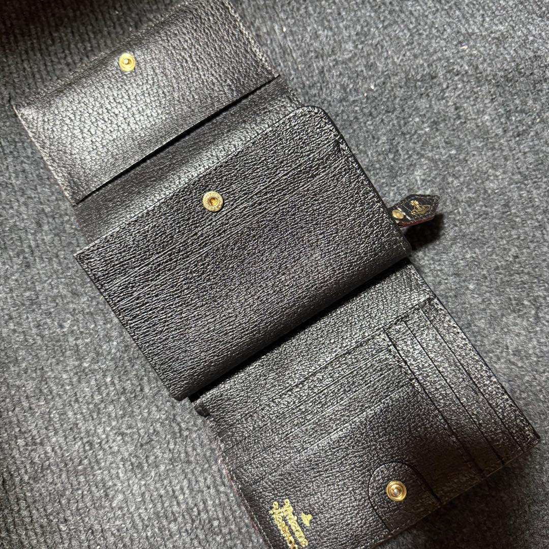 Vivienne Westwood 黒レザー三つ折り財布