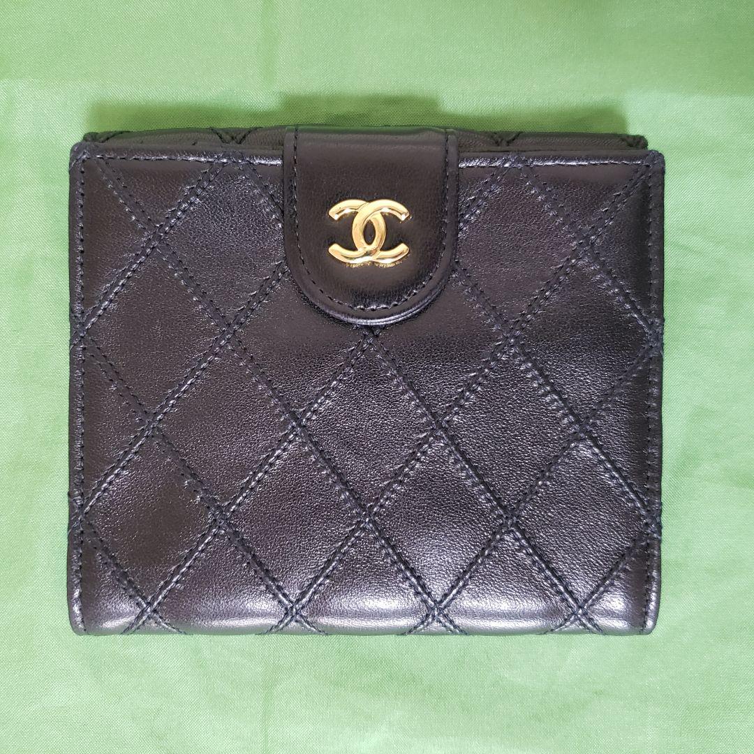 新品　CHANEL ビコローレ ラムスキン コンパクト 二つ折り財布 Wホック