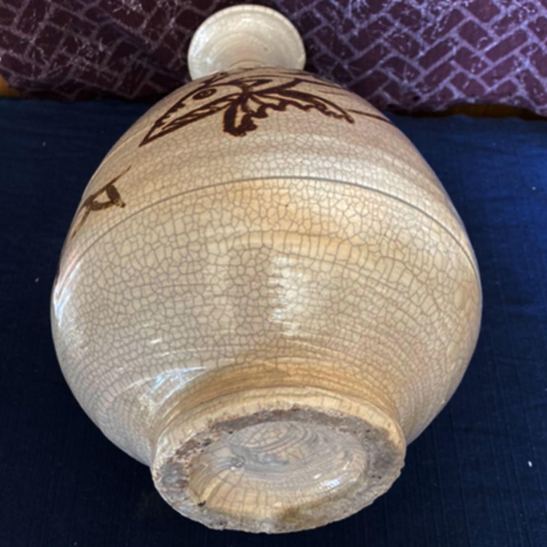 李朝　鉄絵魚文大徳利　　高麗