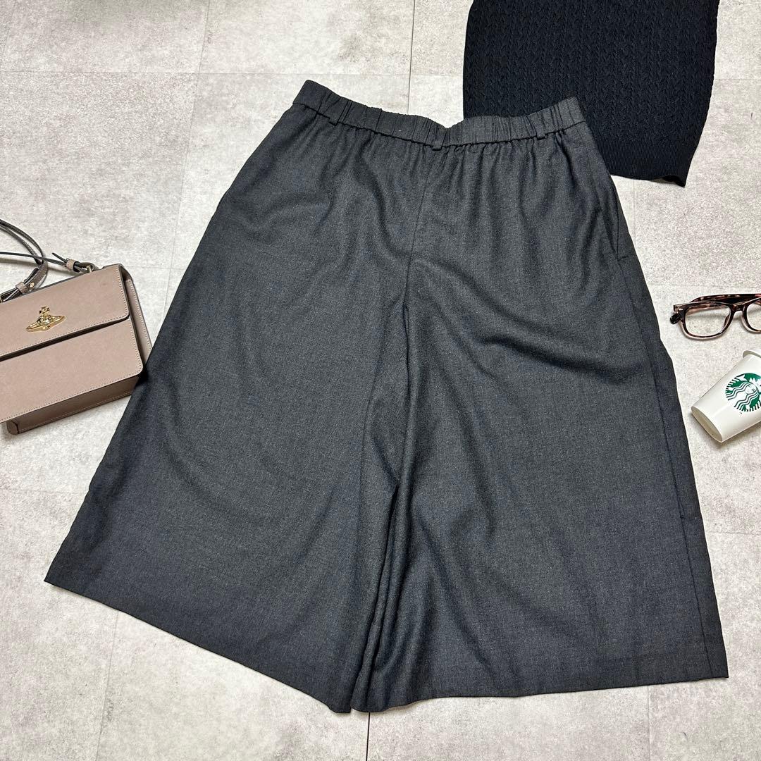 23区 大きいサイズ グレー ワイドパンツ キュロット ウール 秋冬3XL.