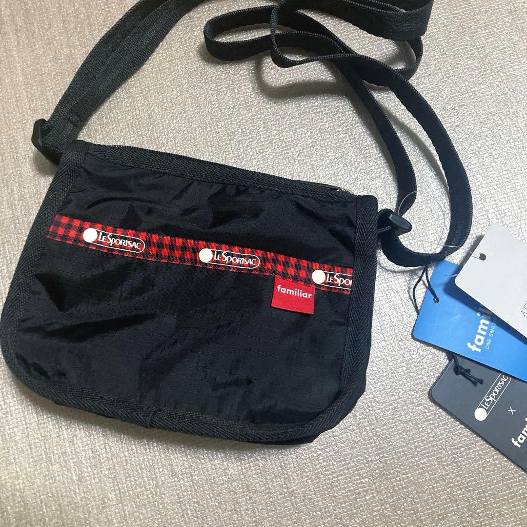 新品未使用ファミリアショルダーバッグ　レスポートサックコラボ　赤チェック　レア
