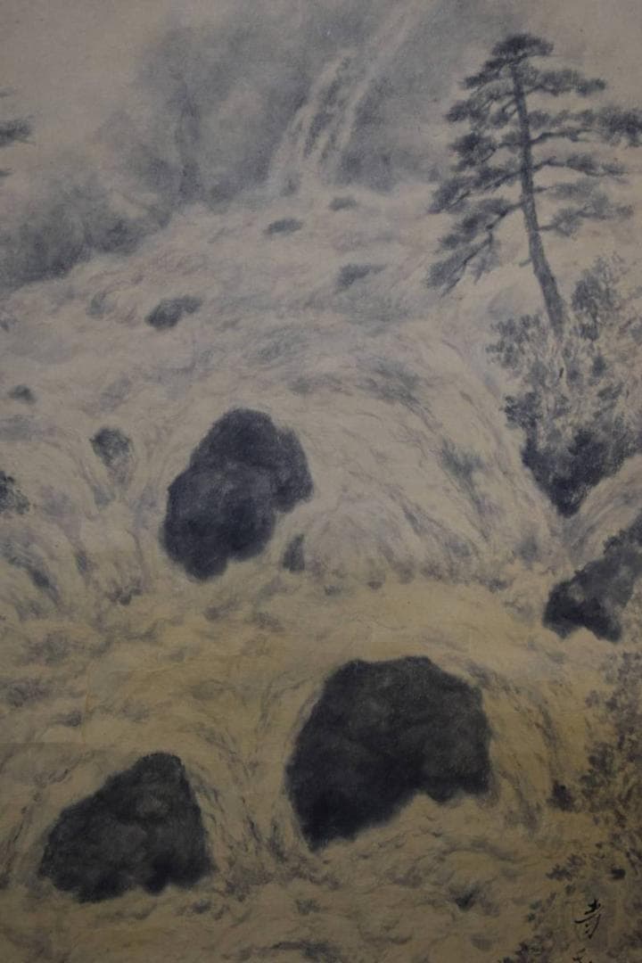 真作/青稜/澗声/桐共箱太巻二重箱付/布袋屋掛軸HE-338