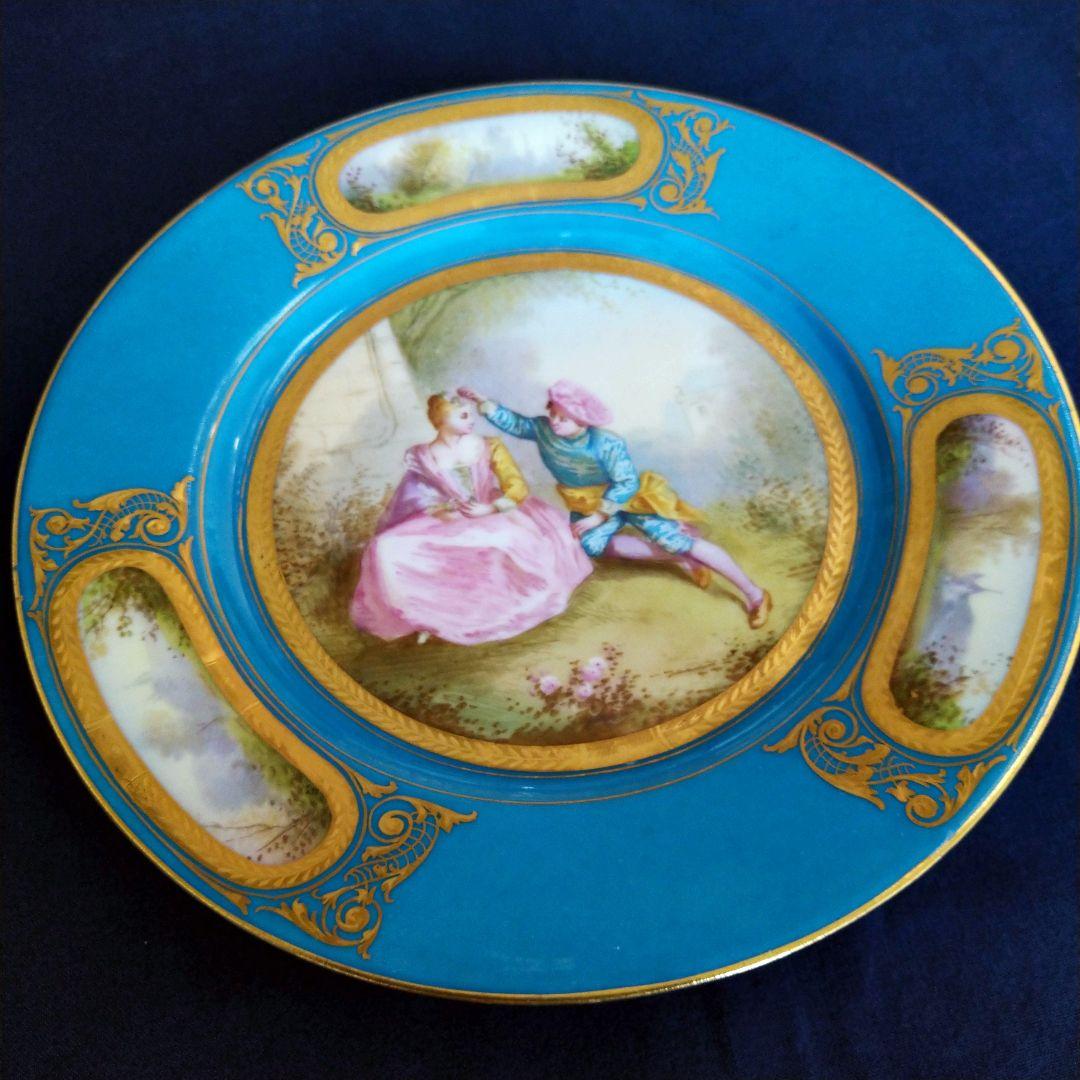 セーブル(Sevres)　恋人文絵皿 3/3
