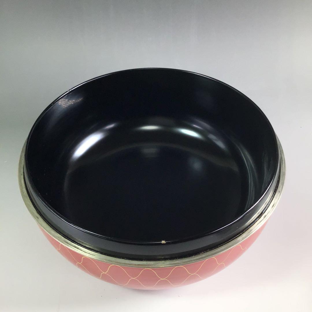 Ｒ１７７　食篭　『岡本陽斎作』『朱塗内黒』『金網目蒔絵』『喰籠』　共箱　菓子器