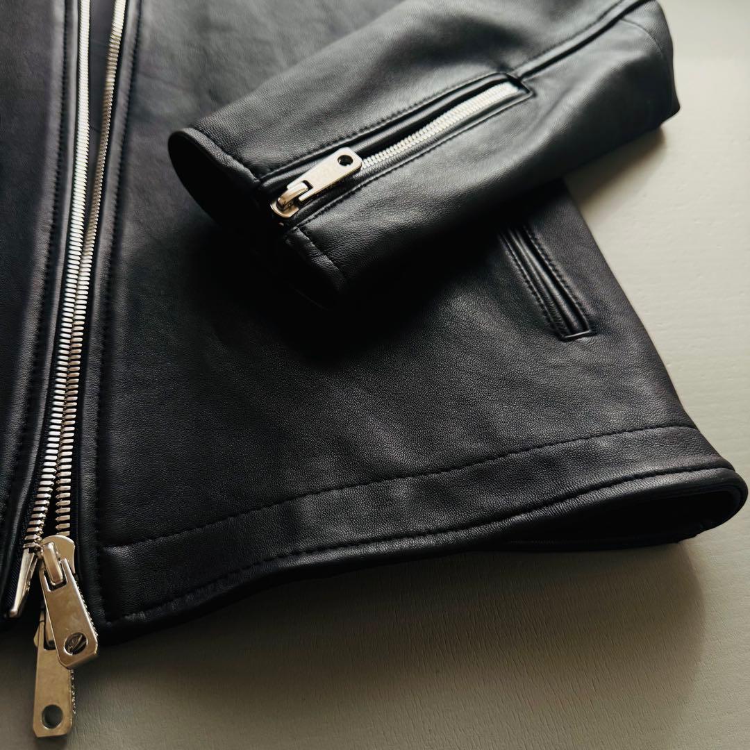 美品 UNITED TOKYO ラムレザーシングルジャケット L ブラックメンズ