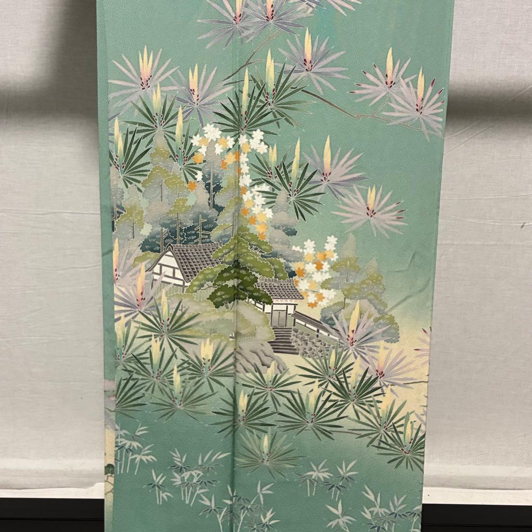 D28 訪問着 友禅 花模様 正絹 着物 袷 しつけ糸付き未使用極美品