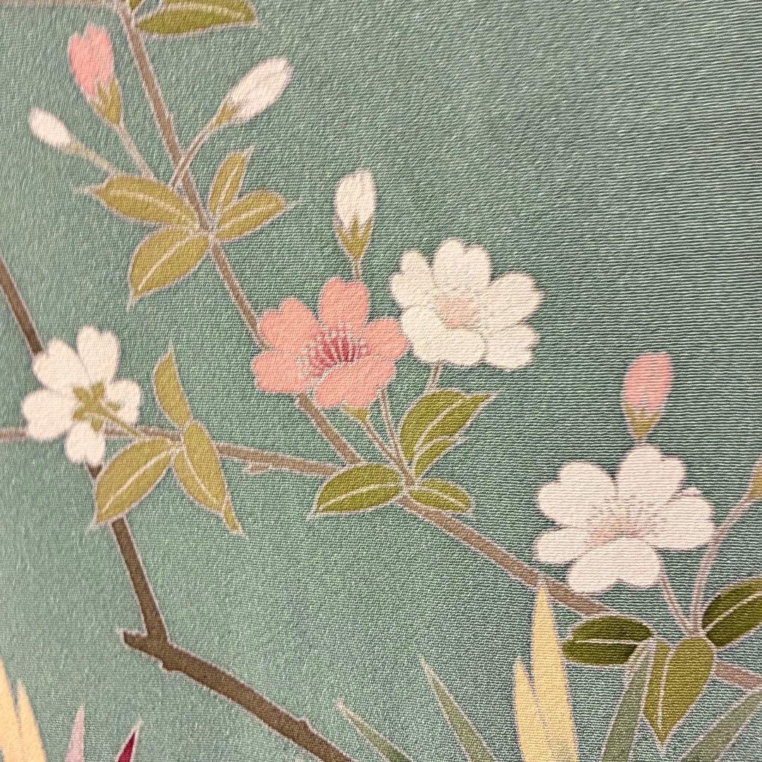 D28 訪問着 友禅 花模様 正絹 着物 袷 しつけ糸付き未使用極美品