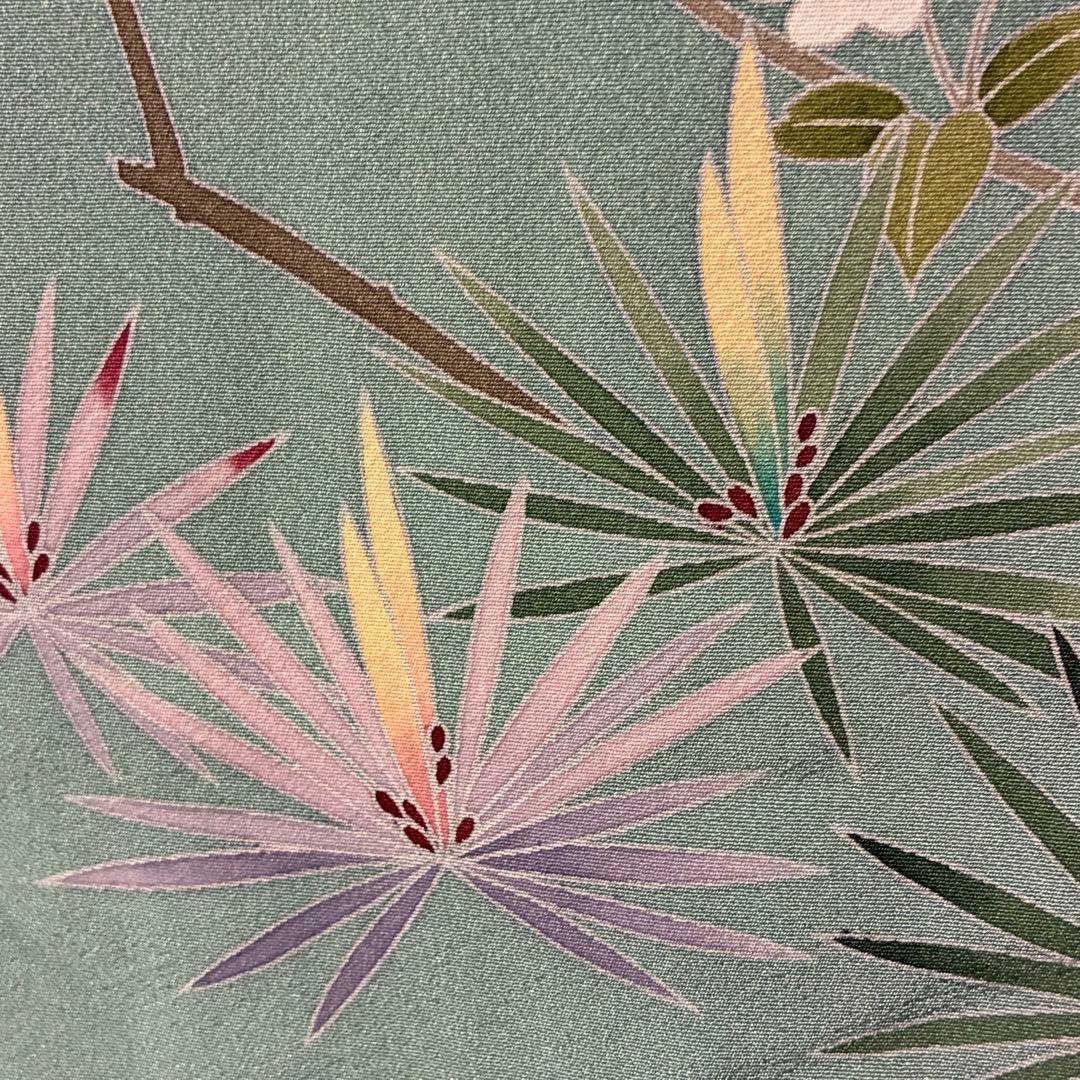 D28 訪問着 友禅 花模様 正絹 着物 袷 しつけ糸付き未使用極美品