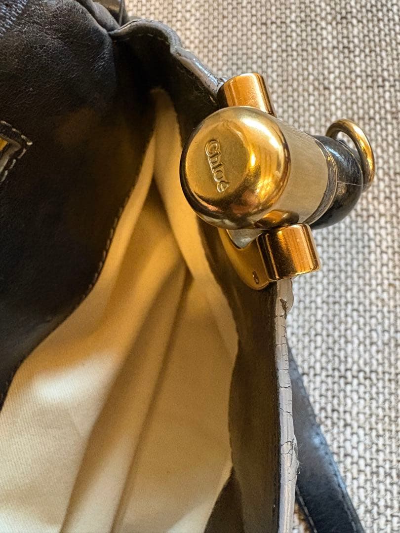 【美品/付属品付】Chloe エロイーズ 本革 ハンドバッグ 黒 Y2K 希少