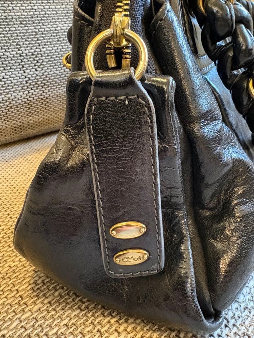 【美品/付属品付】Chloe エロイーズ 本革 ハンドバッグ 黒 Y2K 希少